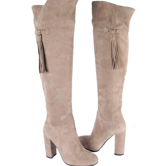 Le Pepe Suede Beige Over the knee Boots with Tasse - Picture 3 of 4
